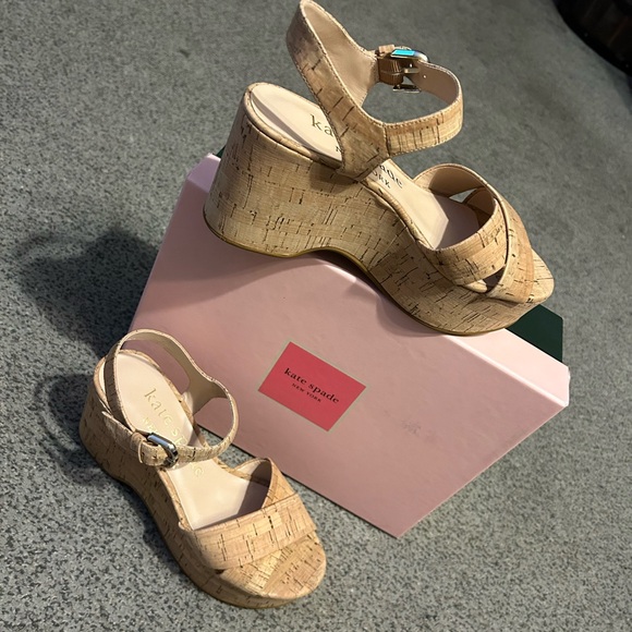 NWT Kate Spade ♠️ Jasper Cork platform Wedge Sandals - Picture 4 of 11